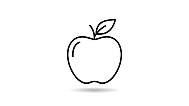 Apple icon animation, drawing process, outline style, on white background.