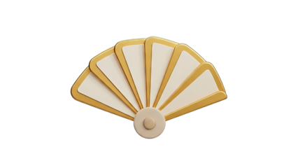 Elegant Folding Fan with Gold Trim and Cream Panels