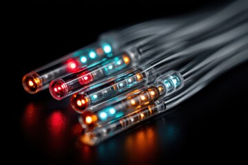 Colorful LED Lights with Glossy Finishes on Dark Background