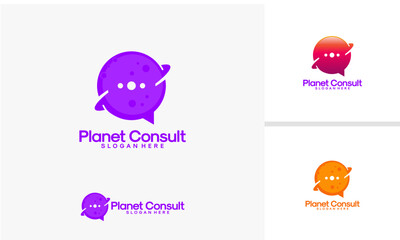 Planet Consult Logo Design with Chat Bubble and Globe Elements.