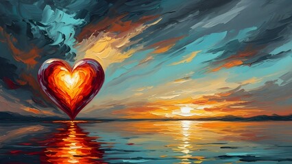 Love red heart mind mental flying healing spiritual soul abstract health painting illustration design power watercolor painting, with copy space, generative ai