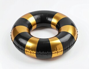 Stylish swim ring with alternating gold and black color scheme. Perfect for staying afloat this summer, adding a touch of elegance to poolside fun.