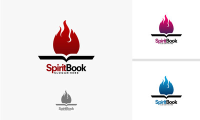 Spirit Book Logo Design Flame Open Book Symbol.