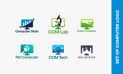 Set of Computer Logos for Various Industries and Concepts.