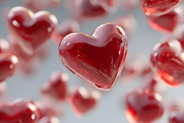赤いハートが浮かぶ3Dイメージ