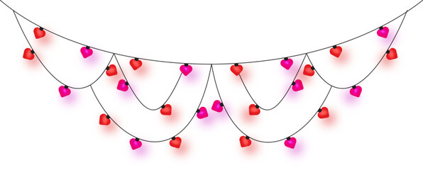 Romantic Valentine String Lights Garland Decorative Love Illustration