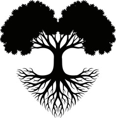 Heart Shaped Tree with Roots Symbolizing Deep Love and Strong Emotional Bond