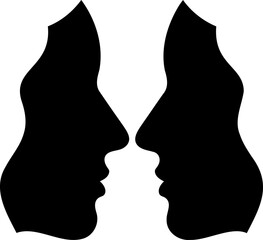 Face Profiles Forming Heart Shape Romantic Relationship Concept Illustration