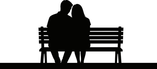 Couple Sitting on Bench Romantic Moment Love and Togetherness Illustration