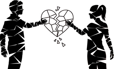 Broken Heart Exchange Love Conflict Concept Vector Illustration for Romantic Designs