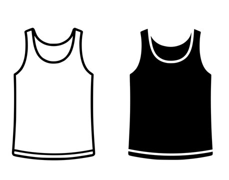 Tank top illustration icon in outline and silhouette style