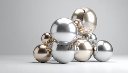 Polished Metallic Spheres Arranged in a Cascading Pattern