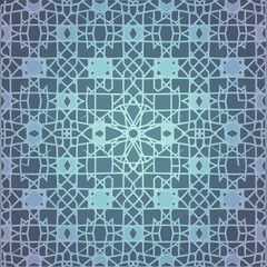 Obraz premium Intricate Islamic Geometric Pattern Background, Blue Gradient, Ornate Design