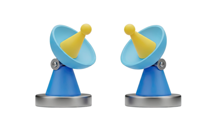 Two stylized satellite dishes