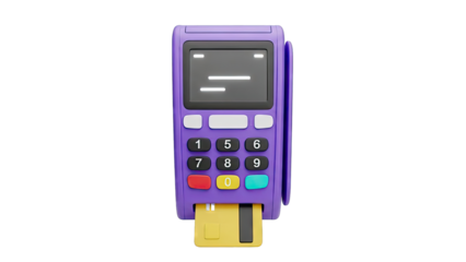 Purple Credit Card Machine with Yellow Card Inserted