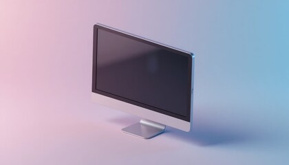 Sleek Modern Desktop Monitor Display Against Vibrant Gradient Background