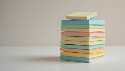 A tall stack of colorful sticky notes for important reminders and creative ideas