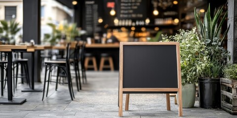This black sign provides ample space for cafe or menu promotions.