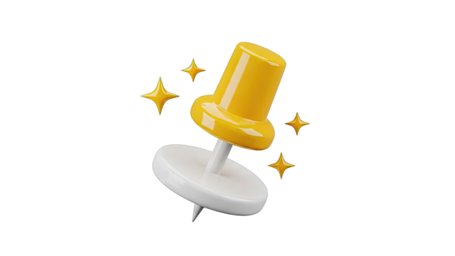Shiny Yellow Thumbtack with Sparkles - Powered by Adobe