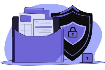 A digital illustration showcasing a folder and documents representing data security.