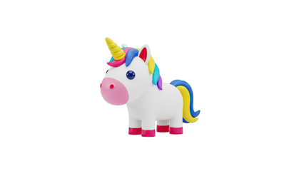 Cute 3D Rendered Cartoon Unicorn Toy