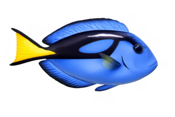 Blue tang fish swimming, vibrant marine palette surgeonfish, aquatic tropical animal on transparent background