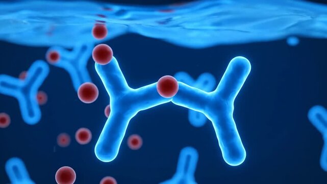 3D Molecular Animation of Protein Detection in Saliva Sample with Antibody Binding