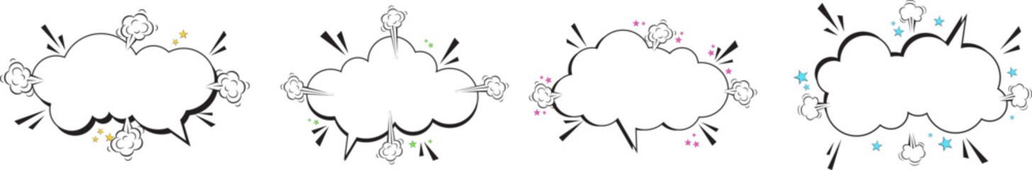 Set of empty comic speech bubbles. Comic expression isolated on white background