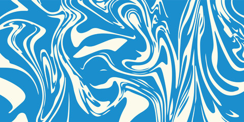 Abstract horizontal background with blue waves. Swirl Pattern. Vector Liquid Splash Texture.