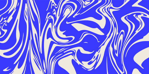 Blue wavy lines abstract background. Trendy psychedelic retro style backdrop. Waves, swirl and twirl pattern. Twisted distorted vector texture. Y2k aesthetic design. vector Eps 10