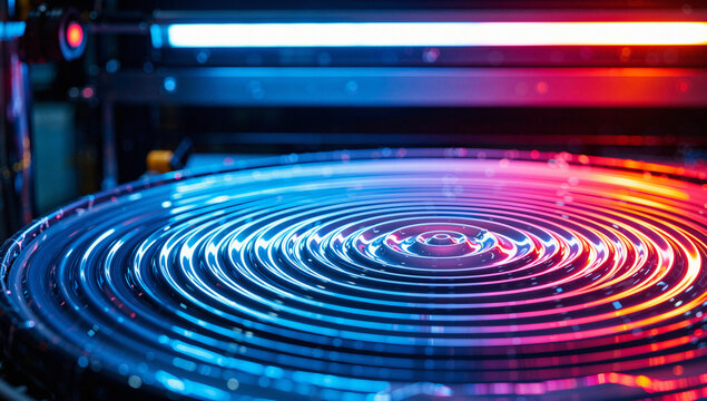 Vibrant Circular Light Patterns in Dark Background - Powered by Adobe