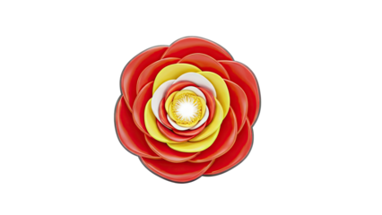 Stylized Multi-Layered Flower with Red, Yellow, and White Petals