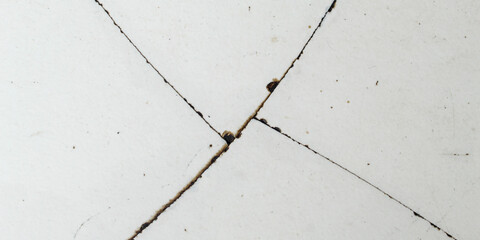Obraz premium Damaged white tile texture with cracked or broken pattern