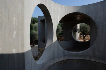 brutalist concrete architecture, modern luxury frame house