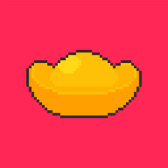 Pixel Art Chinese New Year Gold Ingot Game Asset