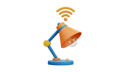 Smart Desk Lamp with Wi-Fi Symbol