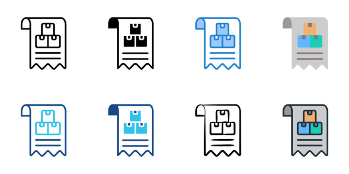 Bill of Materials icon set multiple style collection. Editable stroke 
