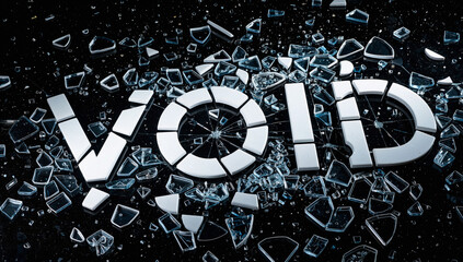 Broken Glass Spelling Void in Dark Background