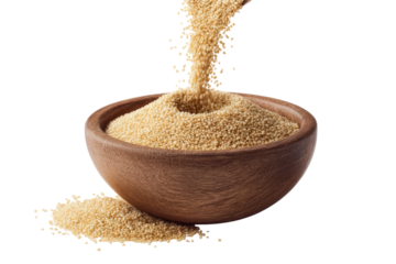 A bowl of granola is poured into a bowl