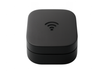 Black wireless internet router with wifi signal icon