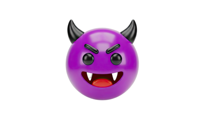 Purple Devil Emoji with Black Horns