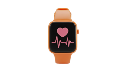Orange Smartwatch with Heart Rate Monitor Icon