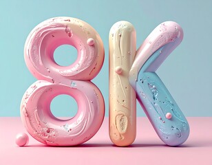 8K Creative 3D clay typography with rounded soft letters