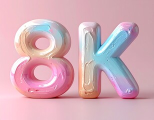 8K Creative 3D clay typography with rounded soft letters