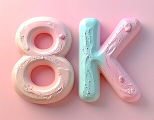 8K Creative 3D clay typography with rounded soft letters
