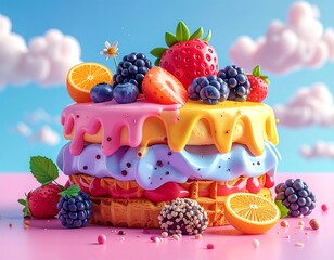 Whimsical clay-style food objects in colorful tones