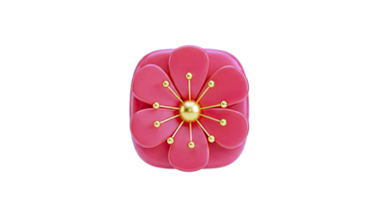 Red stylized flower with gold accents