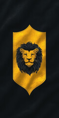 Golden Lion Shield Emblem on Dark Background
