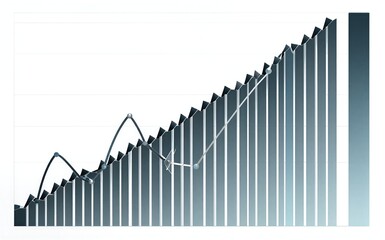 Bar chart shows steady growth with minor fluctuations, ending in a sharp upward trend.