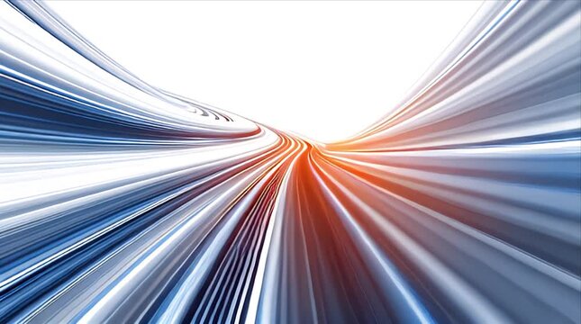 Abstract blue to white flowing lines speed motion background